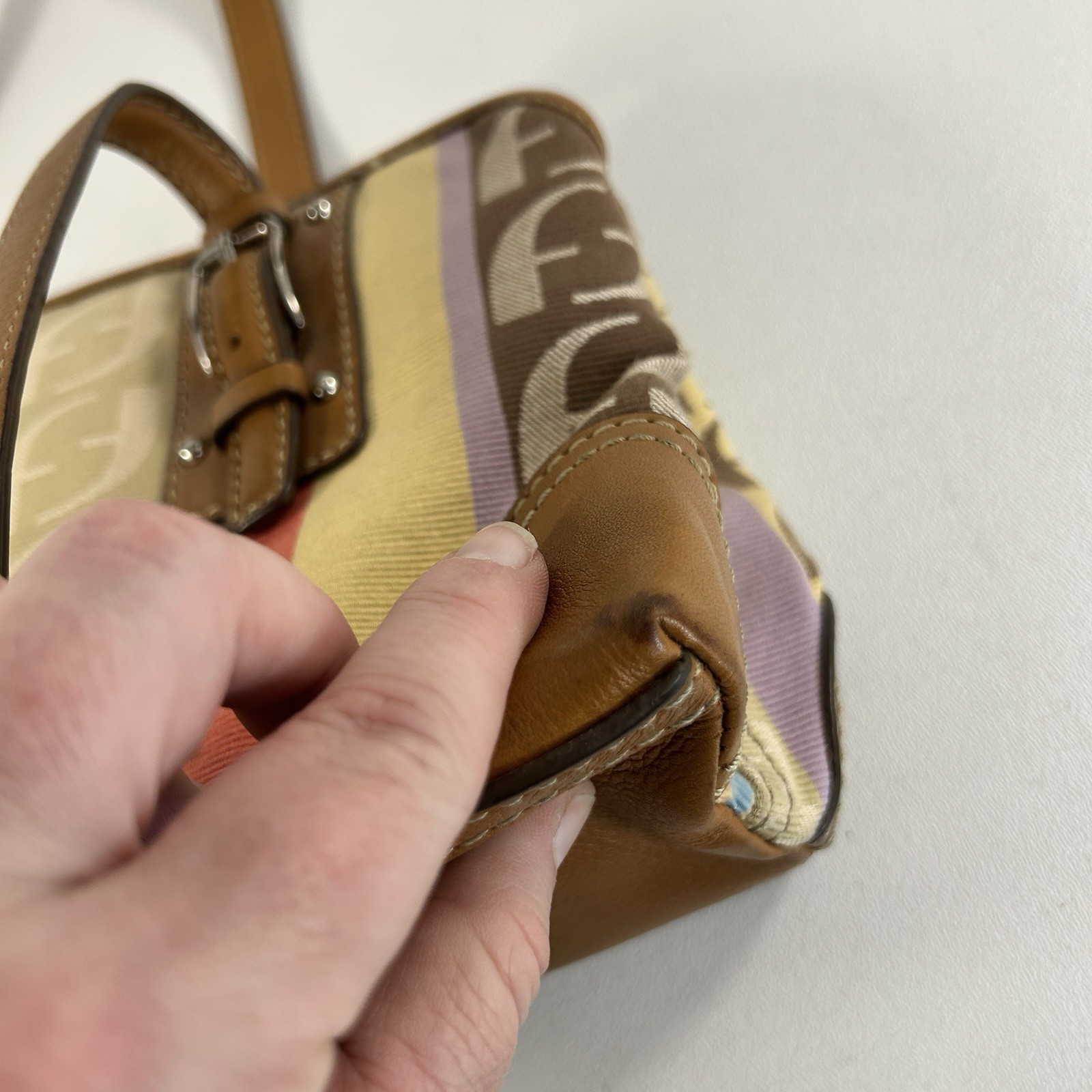 Fossil Elegant Striped Patchwork Shoulder Bag Pur… - image 15