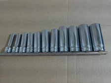New Snap-on Tools USA 11pc 3/8" Drive SAE 12 Point Deep Chrome Socket Set 211SFY