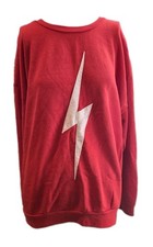 Aviator Nation Mens Red Lightning Bolt Crewneck Sweatshirt XL Made in USA