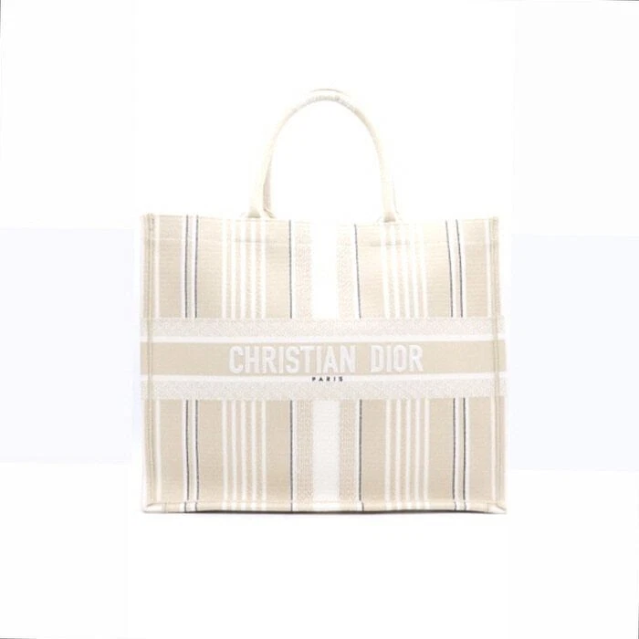Grand sac fourre tout Dior beige rayé livre 42 34683 65030649