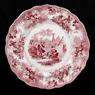 Antique Staffordshire Red Transferware THE SEA 9.5" Plate Shipwreck Scene