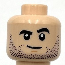 Lego New Minifigure Head Dual Sided Black Thick Eyebrows Neutral Lopsided Part