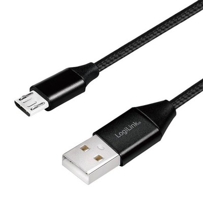 LogiLink USB 2.0 cable AM to micro BM black 0.3m 5 V Verbindungskabel schwarz