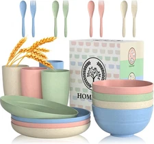 Wheat Straw Dinnerware Sets, 20 PCS Dishes Dinnerware Set Microwave and Dishwash