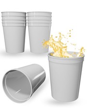 Stadium Style Cups, 10Pcs 16oz White, Reusable Dishwasher Safe