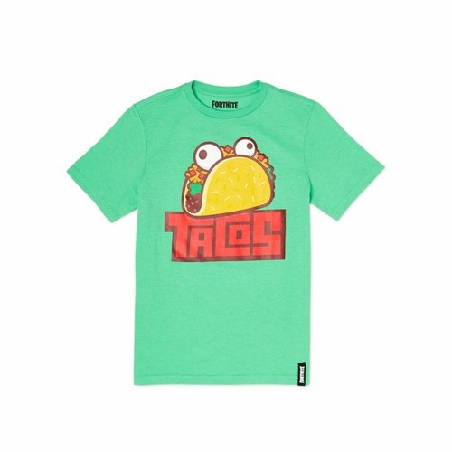 Camiseta Fortnite Niños TACOS Gráfico Manga Corta Verde Talla MD-8 - Imagen 1 de 3