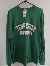 Delta Apparel Tennessee Est 1796 Long Sleeve Green Tshirt Size L Unisex Shirt 