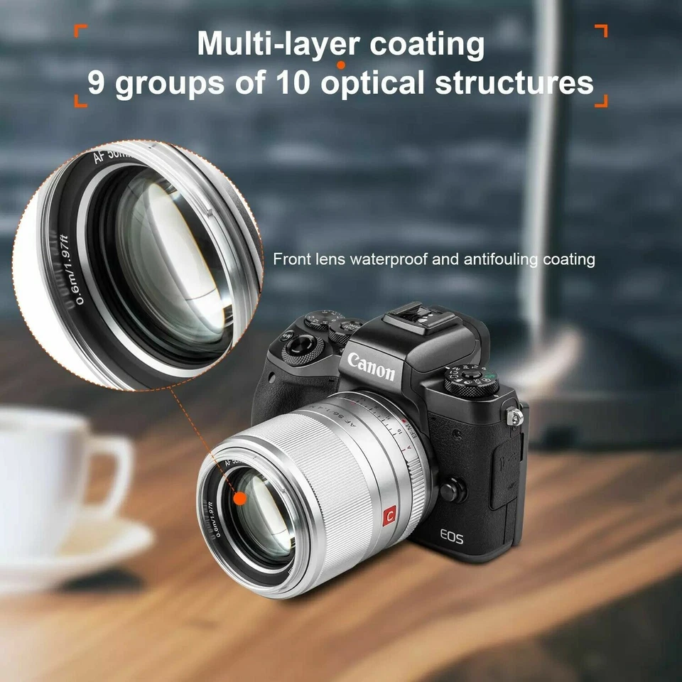 VILTROX 56mm F1.4 STM Auto Focus Prime Lens APS-C For Canon EOS M-Mount M5 M6 - Image 2 of 4