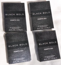 LOT OF 4 KENNETH COLE BLACK BOLD MEN'S PARFUM .05 oz SPRAY TRAVEL SAMPLE W/CARD