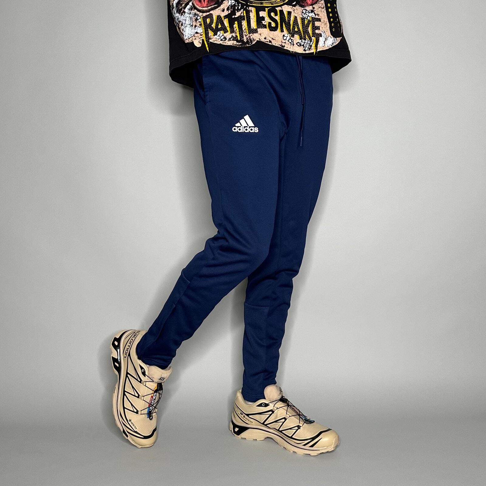 Adidas Mens Navy Blue Slim Fit Soccer Joggers Polyester Sweatpants-image