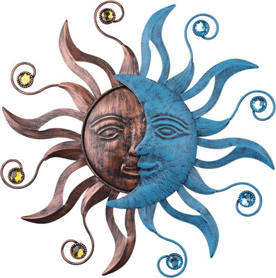 Metal Sun Moon Wall Decor Hanging Sculpture Decorations Art for Home Yard Garden
