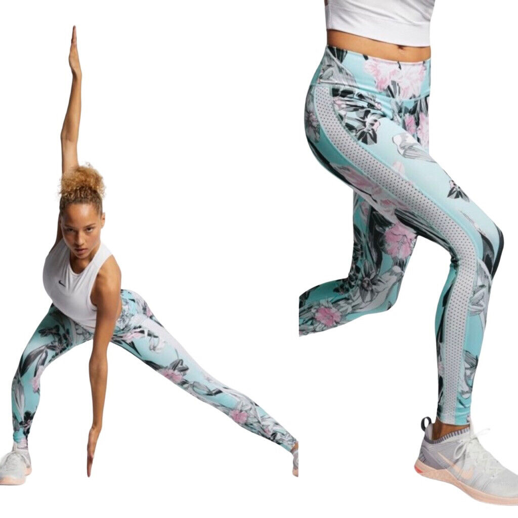 NIKE All-In Floral Mesh Panel High-Rise Tights Sm… - image 4