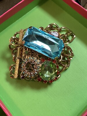 2 1/4   W ERICKSON BEAMON FOR TARGET MC RHINESTONE, CUT GLASS & GP BRACELET
