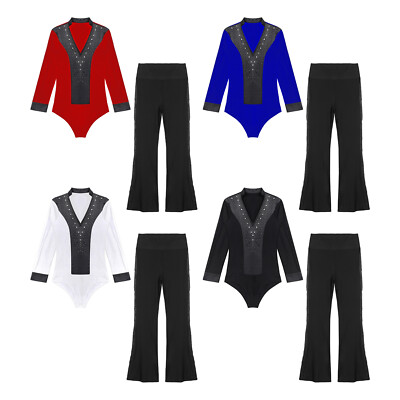 Herren Bodysuit Mit Hose Samba Strampler Flared Trikot Und Strumpfhosen Tanz