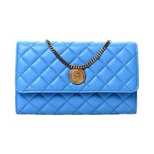 Versace La Medusa Blue Quilted Lamb Leather Crossbody Clutch Bag NEW