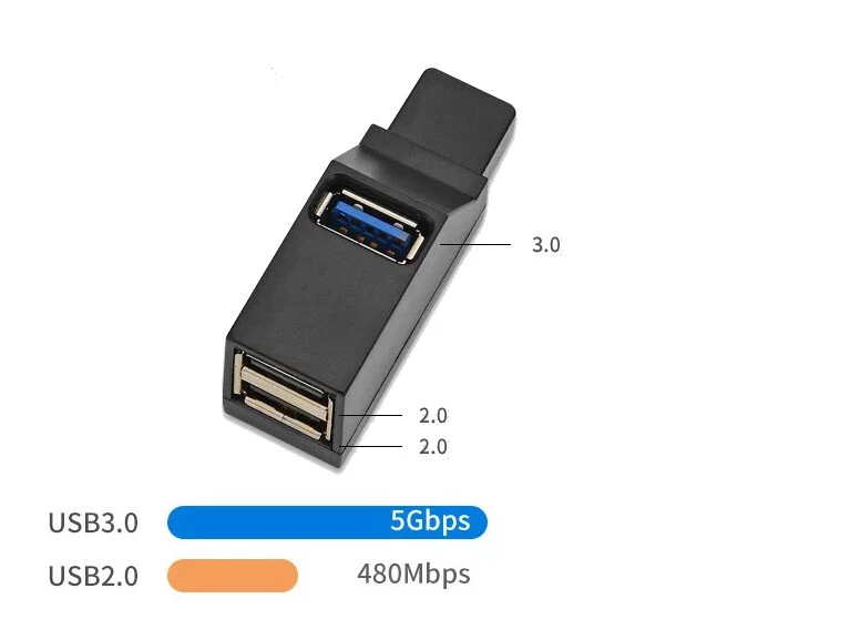 Mini USB 3.0 2.0 HUB 3 Port Verteiler Adapter für PC Laptop Macbook Notebook UH1 - Bild 3 von 3