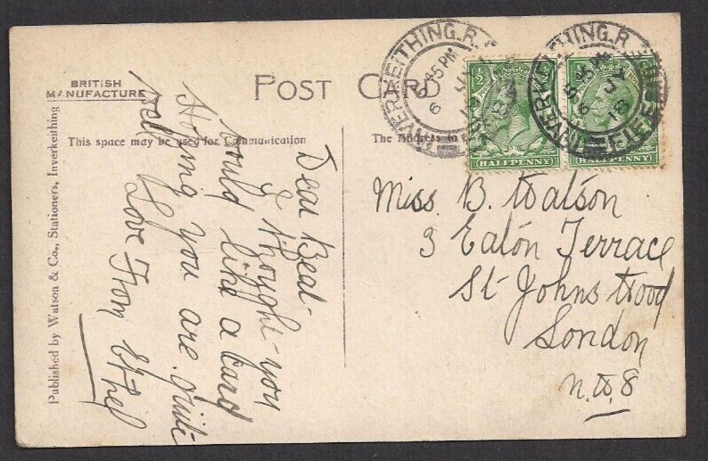 ORIGINAL OLD POSTCARD OF PRESTON CRESCENT, INVERKEITHING, FIFE