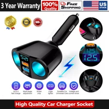 Dual USB Car Cigarette Lighter Socket Splitter Power Adapter Charger Outlet 12V