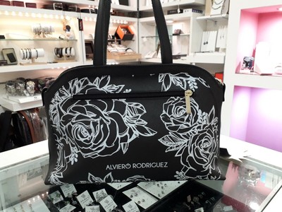 Borsa Tracolla Donna Alviero Rodriguez Nera Rose Bianche | eBay