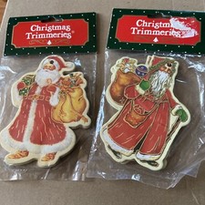 Vintage Thick Cardboard Santa Ornaments new 2 different packages
