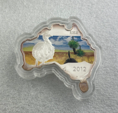 2012 $1 Australian Map Shaped Coin Series - EMU - 1oz Silver Coin
