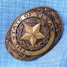 Vintage 1980s Tony Lama State Of Texas Belt Buckle Solid Brass Exclusive .QRT577