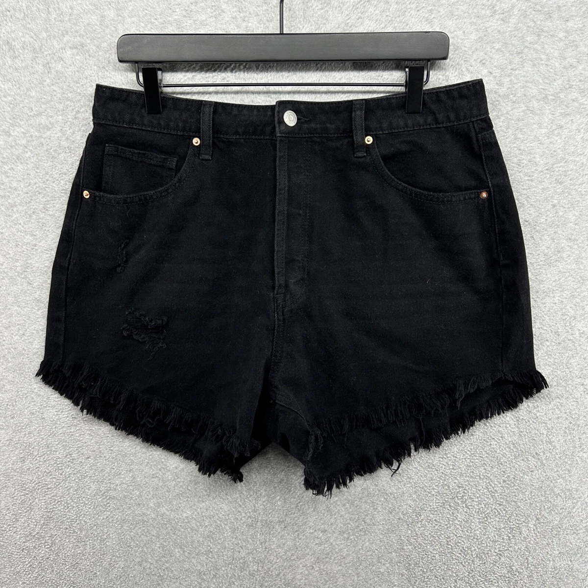 Black denim cut sales off shorts