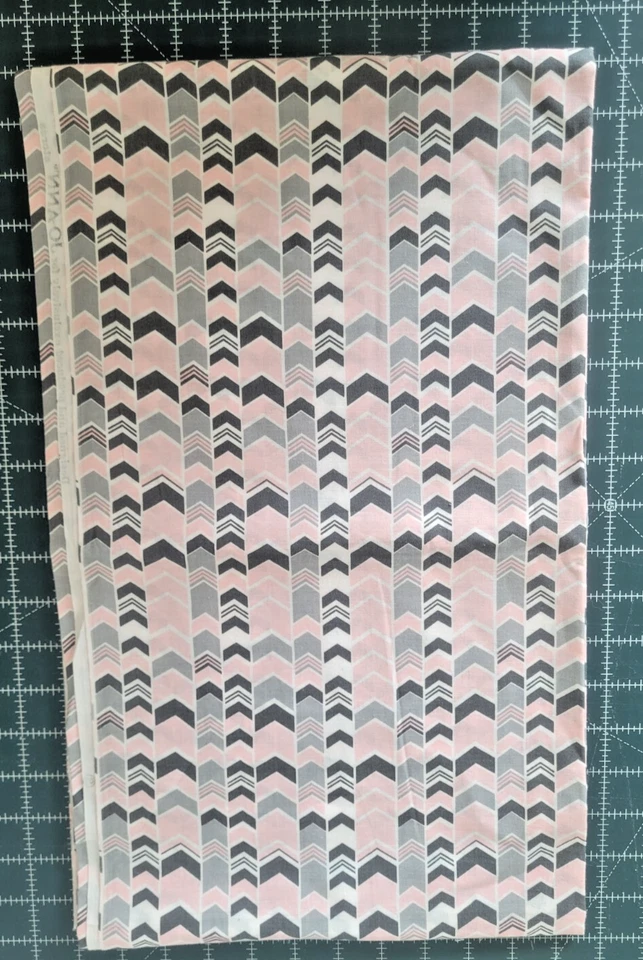 Pink and Grey Chevron Zig Zag Lines Cotton Fabric 2 yards and 3 inches - Image 2 of 3