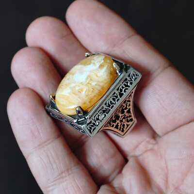 AGU ハンドメイド SILVER製 リング トルコ石&ライスパール付き
