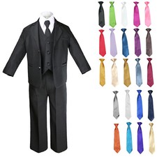 Hermosala Baby Toddler Boys 5pcs BLACK Formal Tie Suit a Free Color Neck Tie S-8