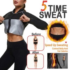 Sauna Suit for Women Men Long Sleeve Sweat Tops Workout Fajas Girdle Weight Loss
