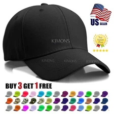 Plain Baseball Cap Solid Blank Curved Visor Hat Ball Army Men Women loop Wool VC