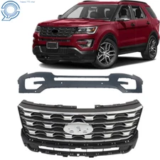 Front Bumper Cover Fascia & Grille Chrome For 2016-2017 Ford Explorer W / hole