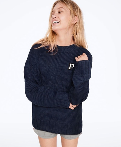 NAVY BOYFRIEND CHUNKY KNIT SWEATER 