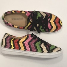 Shoedazzle Multi-Colored Chevron Flat Casual Lace Up Sneaker Shoe Women  s Size 8