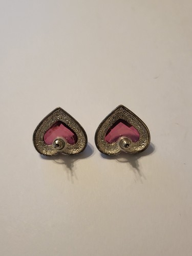 Hermosos pendientes vintage coleccionables en tono plata corazón 1" gota adorables - Imagen 2 de 2