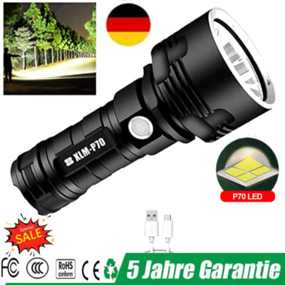 Super hell Taschenlampe 90000lm LED P70 Taktisches Fackel USB 28650 Batterie NEU