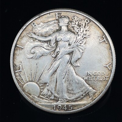 1945 Walking Liberty 90% Silver AU/UNC. Half Dollar 50 Cent Coin