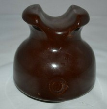 Vintage Ohio Brass Porcelain Dark Brown Ceramic Electric Pole Insulator Embossed
