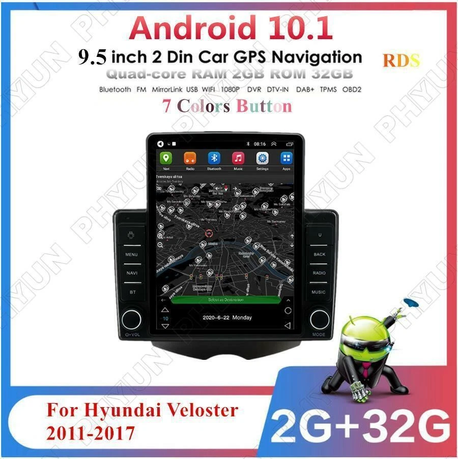 Radio estéreo navegación GPS de 9,5"" para Hyundai Veloster 11-17 Android 10.1 2+32 GB Foto 2 de 4