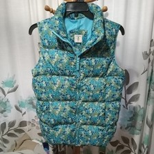 Lands end Kids Girls Down Puffer Vest Blue Floral XL 16