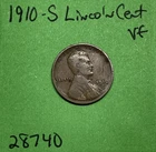 1910 S Lincoln Wheat Cent / Penny 1c Vf Very Fine See Pictures
