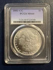 1881 CC Morgan Silver Dollar, PCGS MS 64, Beautiful Coin.
