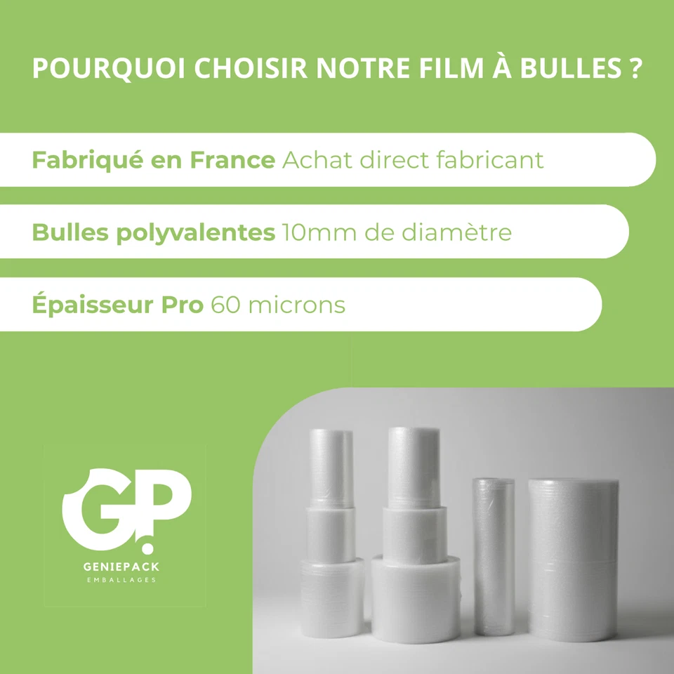 ROULEAU PAPIER FILM A BULLES 60 MICRONS FABRIQUÉ EN FRANCE LIVRAISON GRATUITE - Photo 2/4