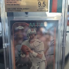 Topps 2024 Chrome Refractor Jersey Fusion Dan Marino #106 Miami Dolphins BGS 9.5