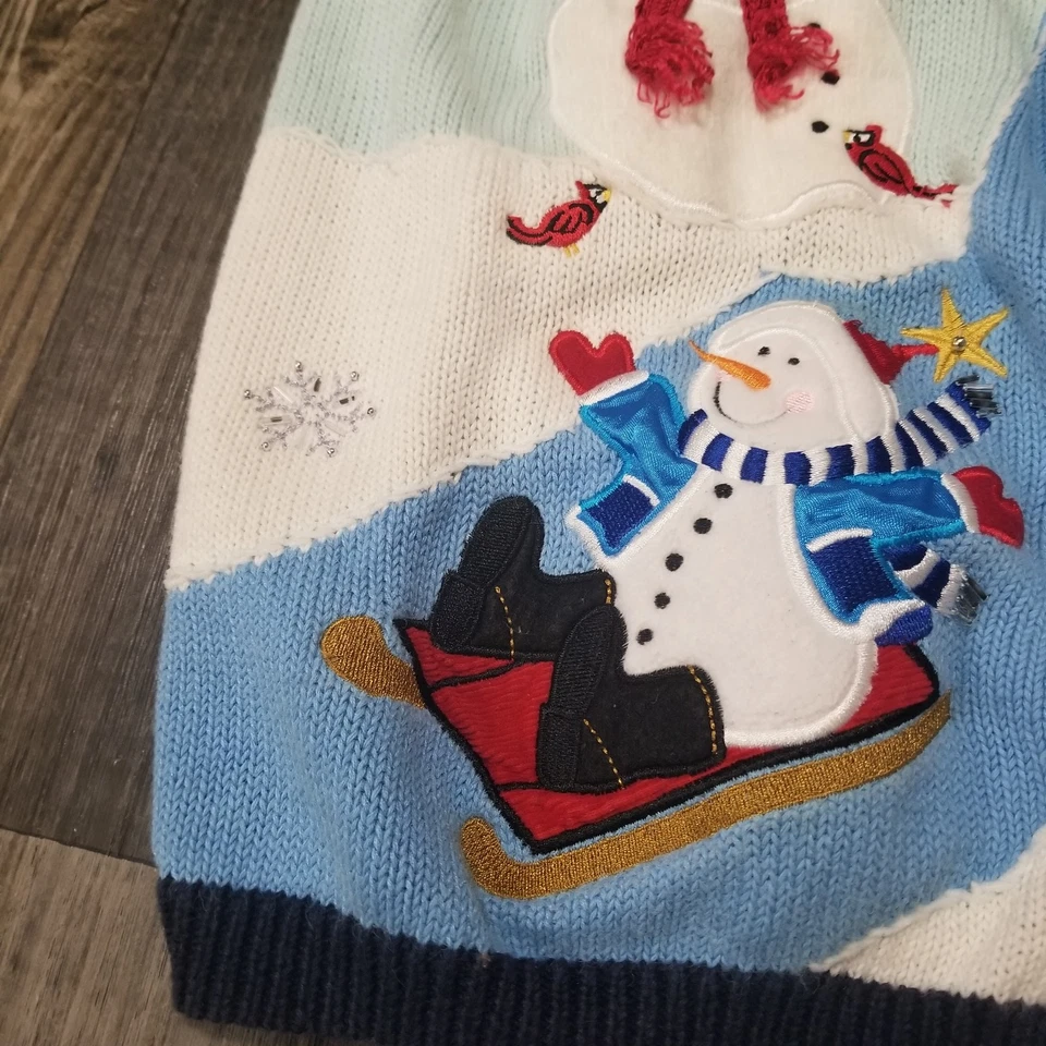 Vintage Quacker Factory Christmas Snowman Cardigan Sweater Size Large - Image 3 of 4