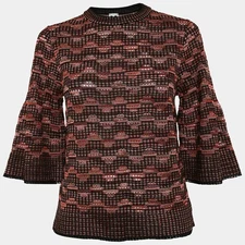M Missoni BlackMulticolor Pinhole Pattern Knit Sweater Top S