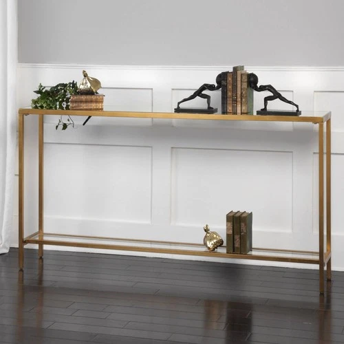 Uttermost Hayley 60" Wide Glass and Gold Console Table - Picture 1 of 5
