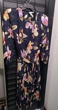 VTG California Dynasty Lingerie Robe Shiny Sheer Satin Kimono Shoulder Pads SZ S