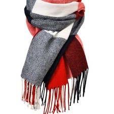 Clothirily Womens Winter Scarf - Fashion Plaid One Size, Red Blue Lattice